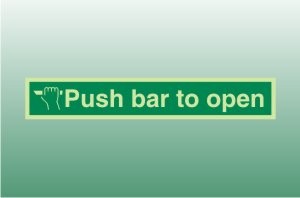 Photoluminescent Push bar to open